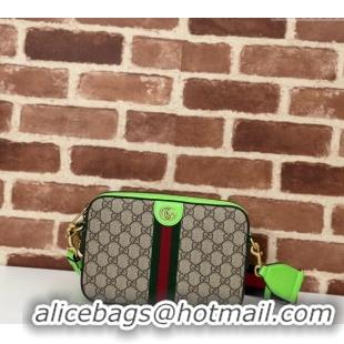Hot Style Gucci Ophidia GG Canvas Shoulder Bag with Fluorescent Green Trim 699439 2024