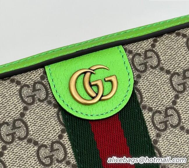 Hot Style Gucci Ophidia GG Canvas Shoulder Bag with Fluorescent Green Trim 699439 2024