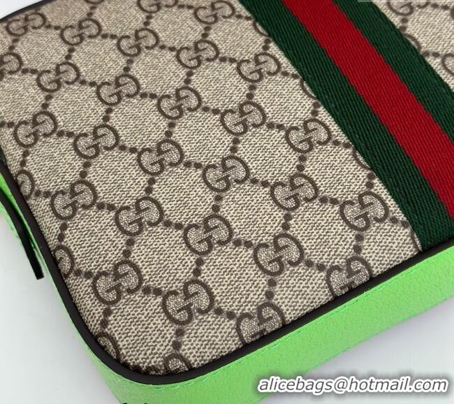 Hot Style Gucci Ophidia GG Canvas Shoulder Bag with Fluorescent Green Trim 699439 2024