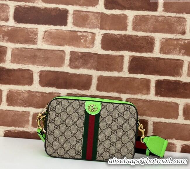 Hot Style Gucci Ophidia GG Canvas Shoulder Bag with Fluorescent Green Trim 699439 2024