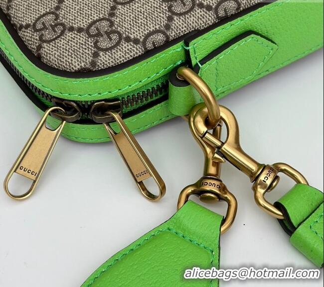 Hot Style Gucci Ophidia GG Canvas Shoulder Bag with Fluorescent Green Trim 699439 2024
