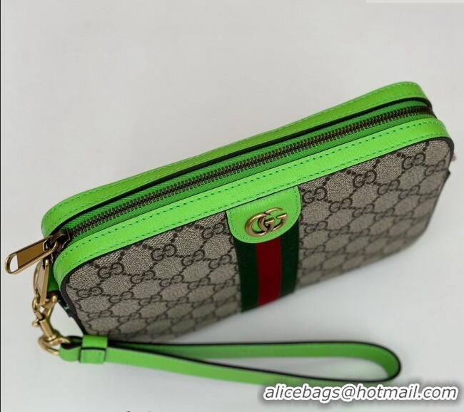Hot Style Gucci Ophidia GG Canvas Shoulder Bag with Fluorescent Green Trim 699439 2024
