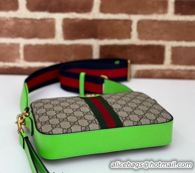 Hot Style Gucci Ophidia GG Canvas Shoulder Bag with Fluorescent Green Trim 699439 2024