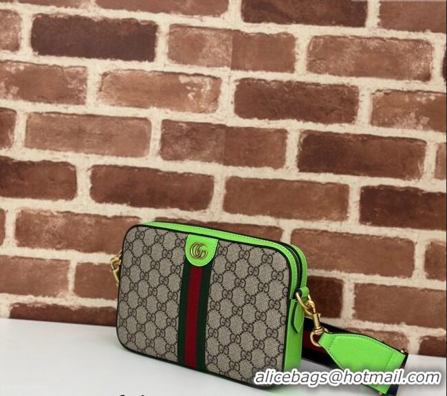 Hot Style Gucci Ophidia GG Canvas Shoulder Bag with Fluorescent Green Trim 699439 2024