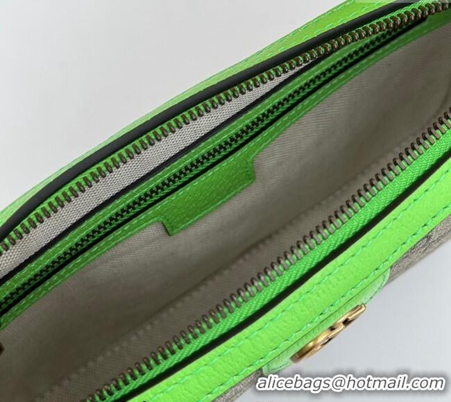 Hot Style Gucci Ophidia GG Canvas Shoulder Bag with Fluorescent Green Trim 699439 2024