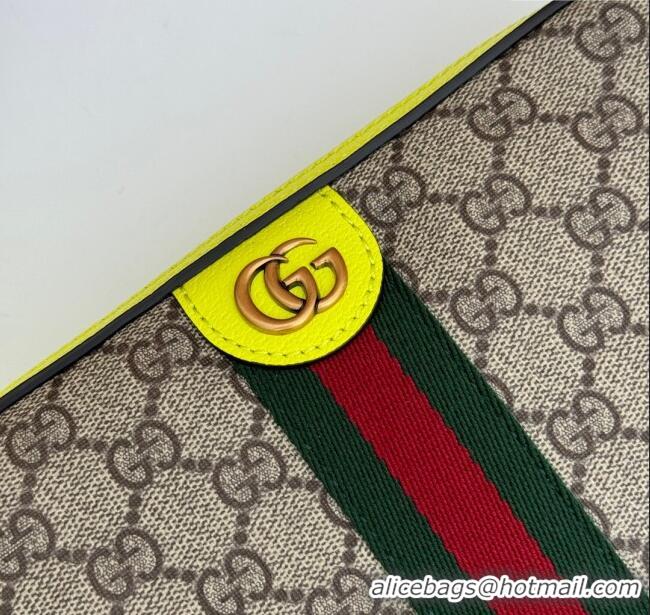 New Cheap Gucci Ophidia GG Canvas Shoulder Bag with Fluorescent Yellow 699439 2024