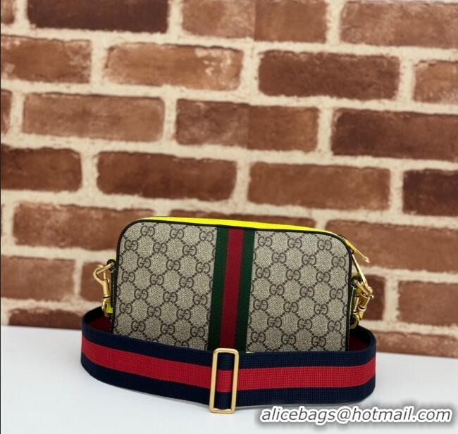 New Cheap Gucci Ophidia GG Canvas Shoulder Bag with Fluorescent Yellow 699439 2024