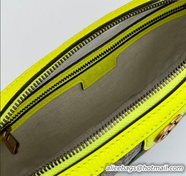 New Cheap Gucci Ophidia GG Canvas Shoulder Bag with Fluorescent Yellow 699439 2024