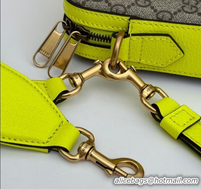 New Cheap Gucci Ophidia GG Canvas Shoulder Bag with Fluorescent Yellow 699439 2024