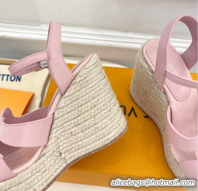 Discount Louis Vuitton LV Isola Wedge Sandals 12cm in Calf Leather Light Pink 1ACI9A 0609011