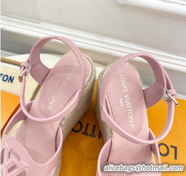Discount Louis Vuitton LV Isola Wedge Sandals 12cm in Calf Leather Light Pink 1ACI9A 0609011