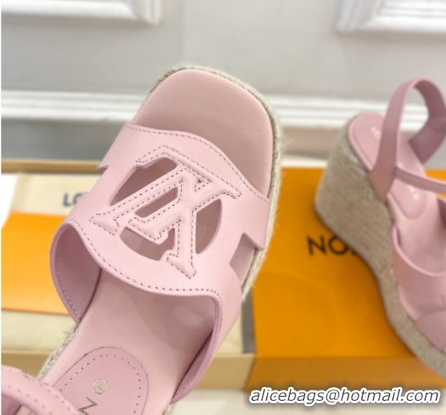 Discount Louis Vuitton LV Isola Wedge Sandals 12cm in Calf Leather Light Pink 1ACI9A 0609011