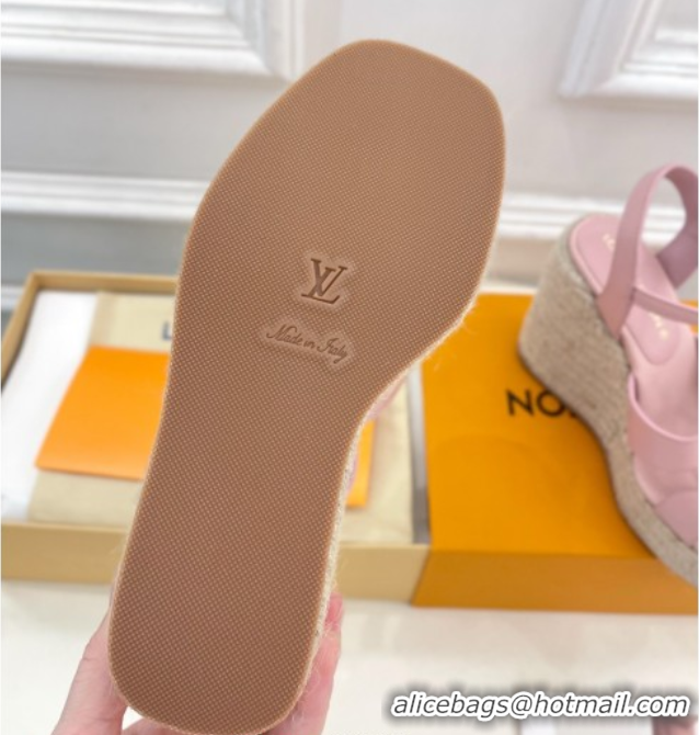 Discount Louis Vuitton LV Isola Wedge Sandals 12cm in Calf Leather Light Pink 1ACI9A 0609011