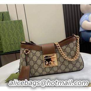 Buy New Cheap Gucci Padlock GG Canvas Small Shoulder Bag 811705 Brown 2024