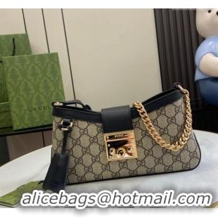 Original Cheap Gucci Padlock GG Canvas Small Shoulder Bag 811705 Black 2024