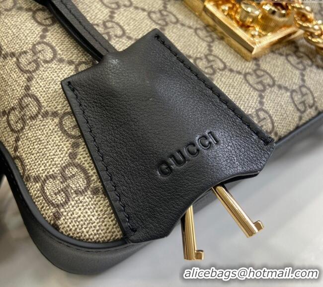 Original Cheap Gucci Padlock GG Canvas Small Shoulder Bag 811705 Black 2024