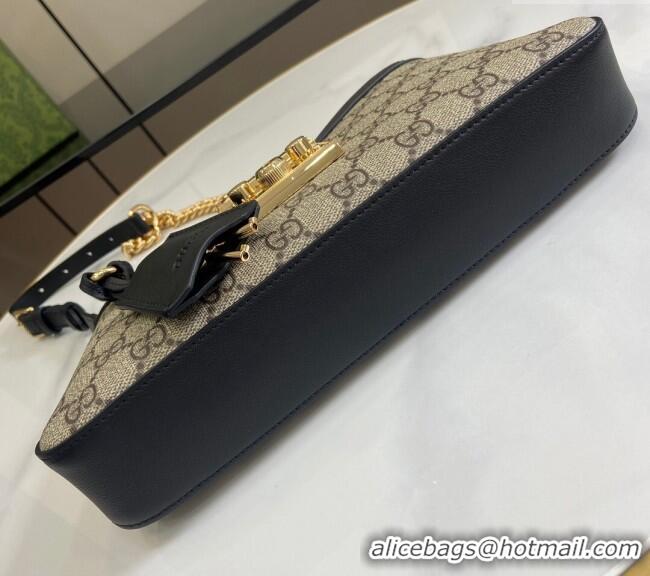 Original Cheap Gucci Padlock GG Canvas Small Shoulder Bag 811705 Black 2024
