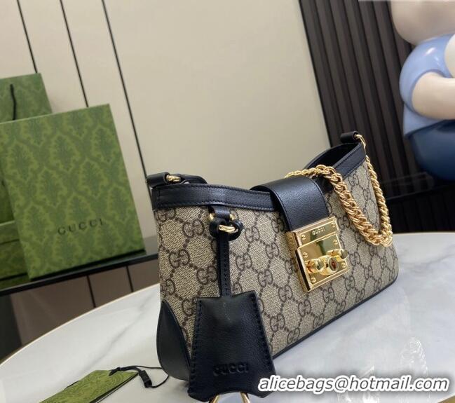 Original Cheap Gucci Padlock GG Canvas Small Shoulder Bag 811705 Black 2024