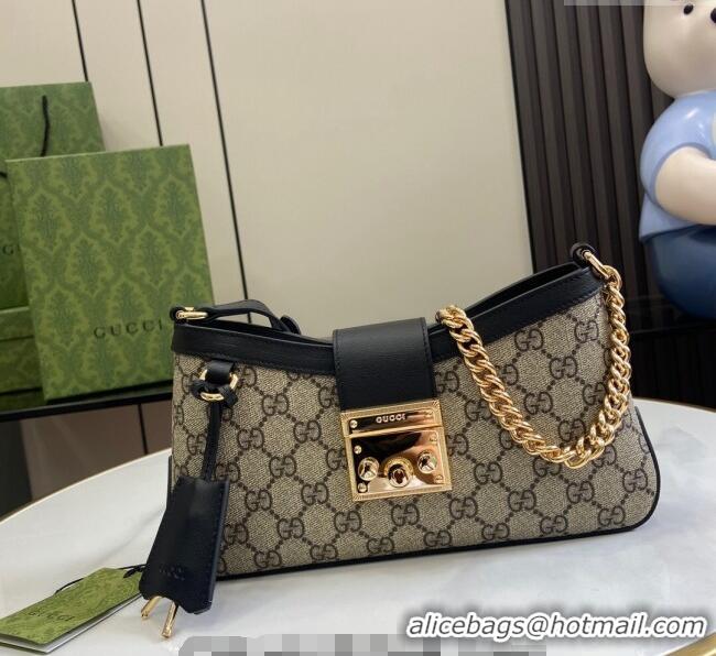 Original Cheap Gucci Padlock GG Canvas Small Shoulder Bag 811705 Black 2024