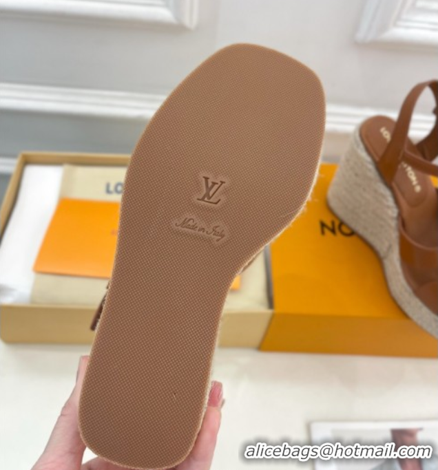 Popular Style Louis Vuitton LV Isola Wedge Sandals 12cm in Calf Leather Brown 1ACI9A 0609012