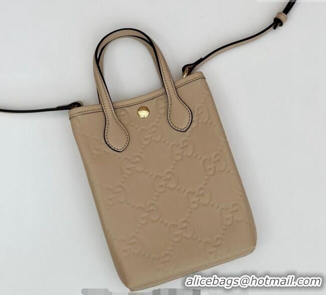 Market Sells Gucci GG Leather Mini Tote bag with Strap 790133 Light Beige 2024