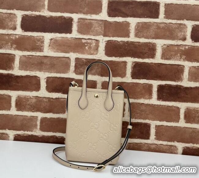 Market Sells Gucci GG Leather Mini Tote bag with Strap 790133 Light Beige 2024