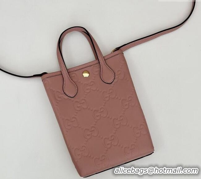 Specials Cheap Gucci GG Leather Mini Tote bag with Strap 790133 Rose Beige 2024