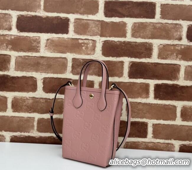Specials Cheap Gucci GG Leather Mini Tote bag with Strap 790133 Rose Beige 2024
