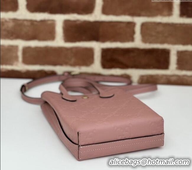 Specials Cheap Gucci GG Leather Mini Tote bag with Strap 790133 Rose Beige 2024