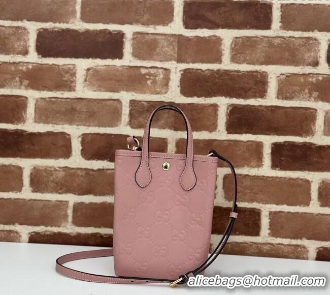 Specials Cheap Gucci GG Leather Mini Tote bag with Strap 790133 Rose Beige 2024