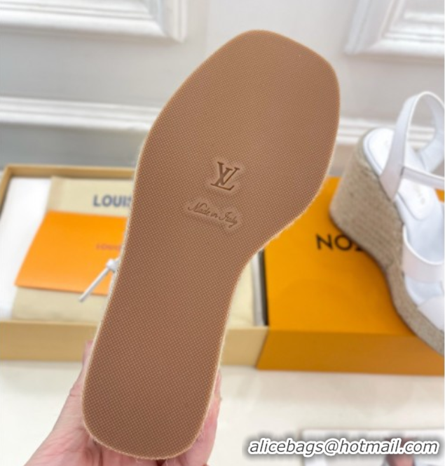 Stylish Louis Vuitton LV Isola Wedge Sandals 12cm in Calf Leather White 0609013