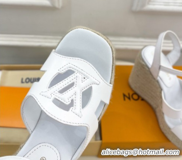 Stylish Louis Vuitton LV Isola Wedge Sandals 12cm in Calf Leather White 0609013