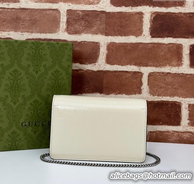 Buy Classic Gucci Dionysus Super Mini Bag in Crinkled Patent Leather 795368 White 2024