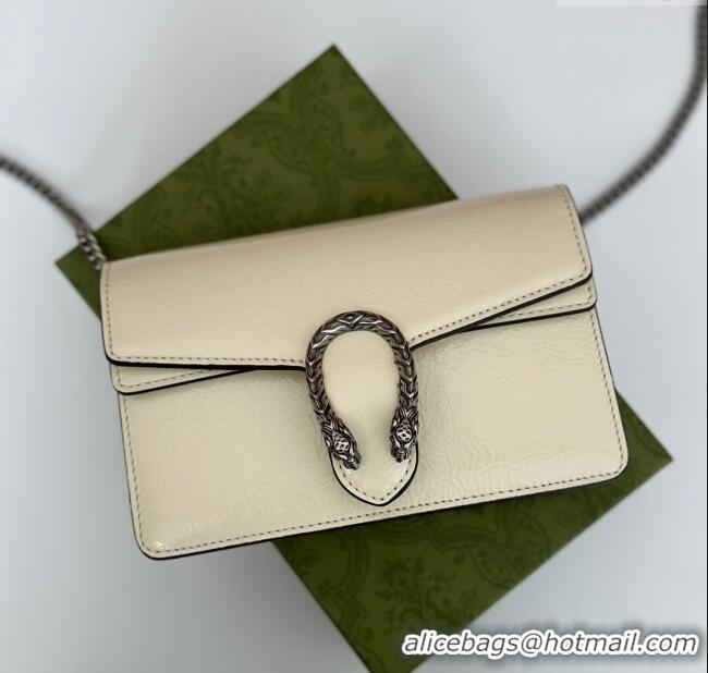 Buy Classic Gucci Dionysus Super Mini Bag in Crinkled Patent Leather 795368 White 2024