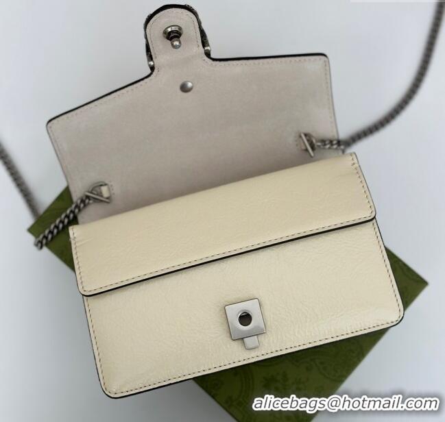 Buy Classic Gucci Dionysus Super Mini Bag in Crinkled Patent Leather 795368 White 2024