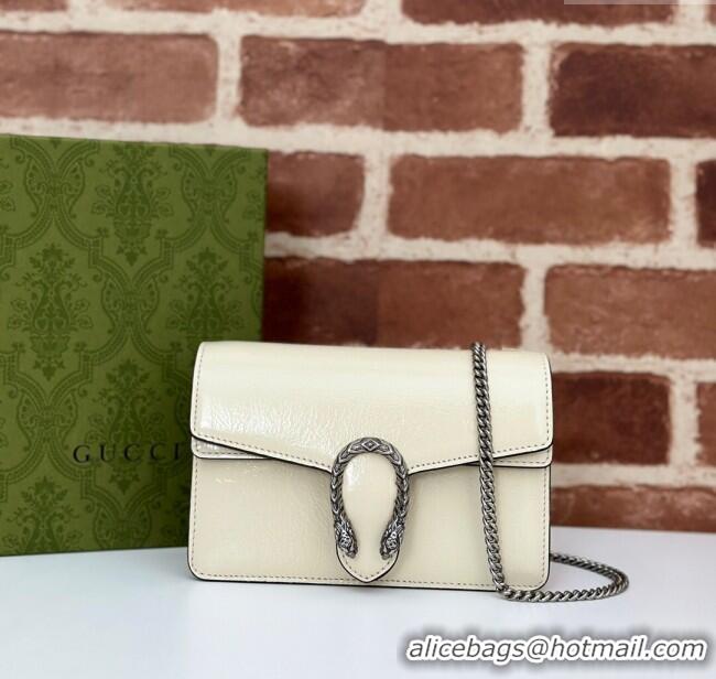 Buy Classic Gucci Dionysus Super Mini Bag in Crinkled Patent Leather 795368 White 2024