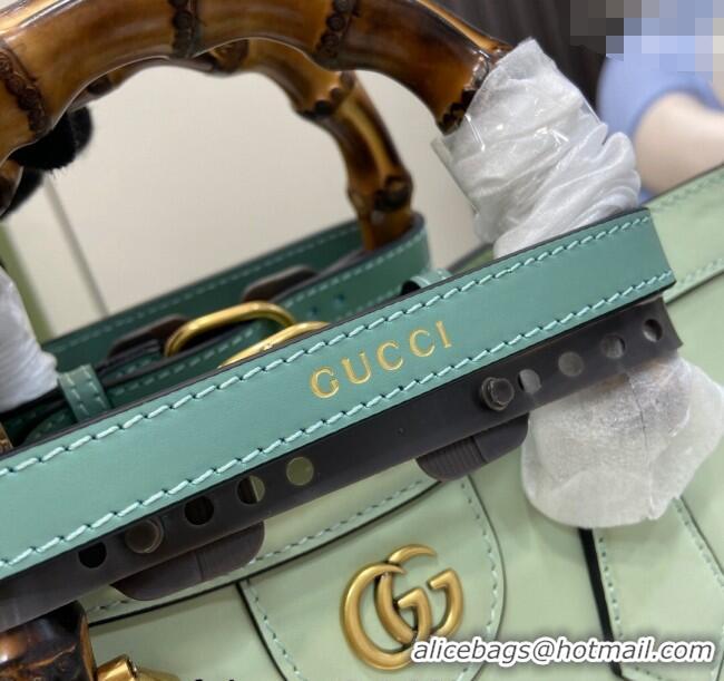 Buy Classic Gucci Diana Leather Small Tote Bag with Embossed GUCCI Logo 702721 Pale Green 2024