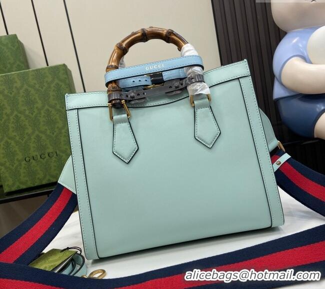 Market Sells Gucci Diana Leather Small Tote Bag with Embossed GUCCI Logo 702721 Pale Blue 2024