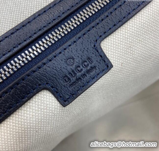 Spot Cheap Gucci Savoy GG Canvas Large Duffle Travel Bag with Fluorescent 724612 Blue Trim 2024
