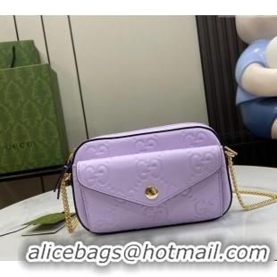 New Design Gucci GG Leather Super Mini Shoulder Bag 781554 Purple 2024