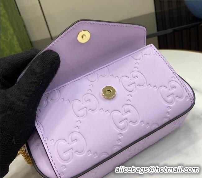 New Design Gucci GG Leather Super Mini Shoulder Bag 781554 Purple 2024