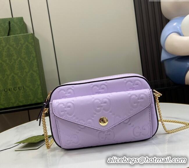 New Design Gucci GG Leather Super Mini Shoulder Bag 781554 Purple 2024