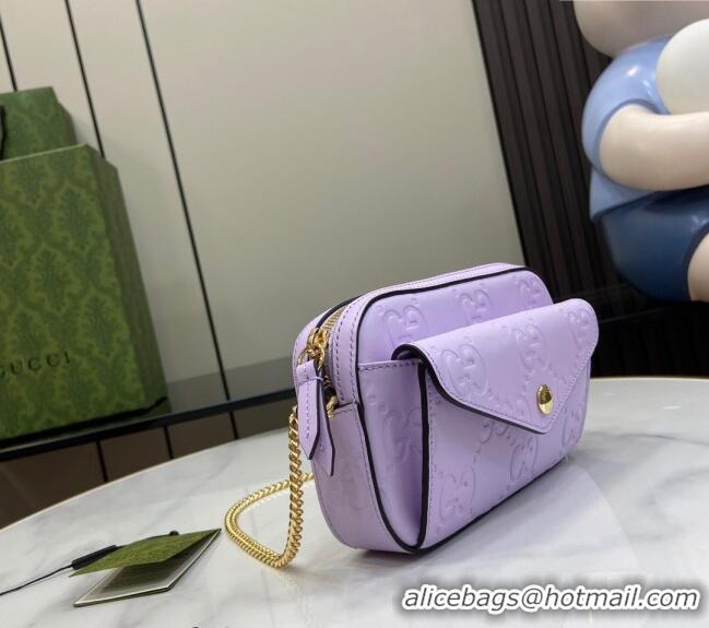New Design Gucci GG Leather Super Mini Shoulder Bag 781554 Purple 2024