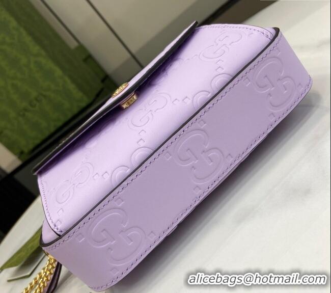 New Design Gucci GG Leather Super Mini Shoulder Bag 781554 Purple 2024