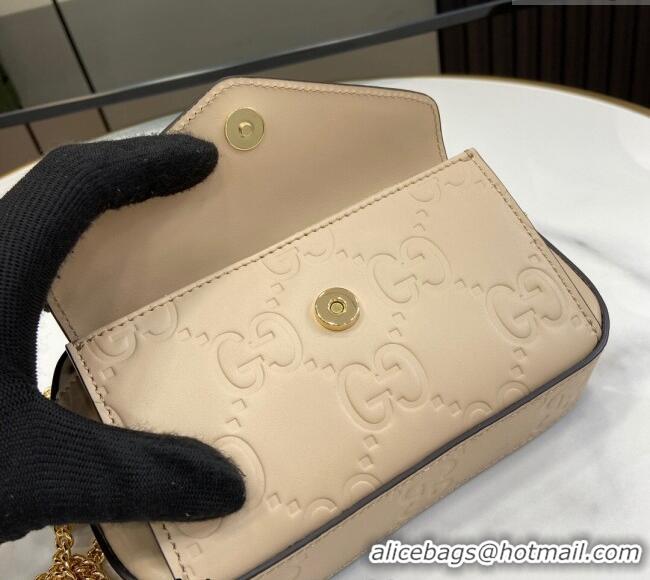 Top Grade Gucci GG Leather Super Mini Shoulder Bag 781554 Light Beige 2024