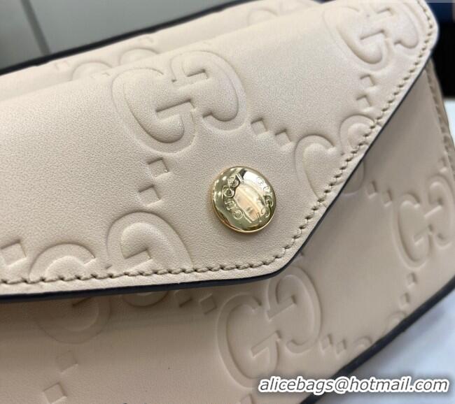 Top Grade Gucci GG Leather Super Mini Shoulder Bag 781554 Light Beige 2024