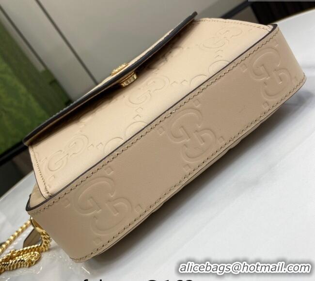 Top Grade Gucci GG Leather Super Mini Shoulder Bag 781554 Light Beige 2024