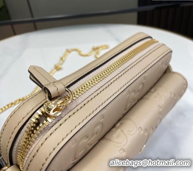 Top Grade Gucci GG Leather Super Mini Shoulder Bag 781554 Light Beige 2024