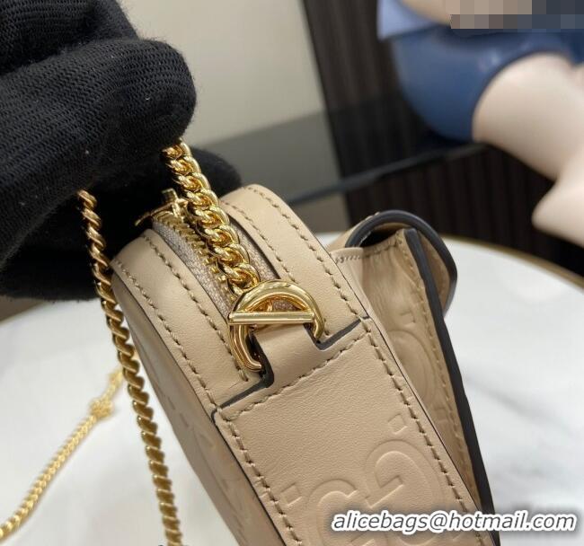 Top Grade Gucci GG Leather Super Mini Shoulder Bag 781554 Light Beige 2024