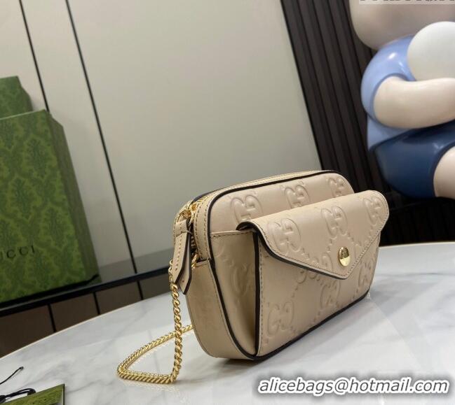 Top Grade Gucci GG Leather Super Mini Shoulder Bag 781554 Light Beige 2024